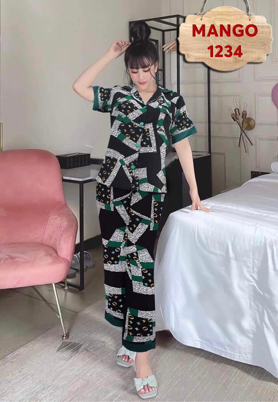 (40-70kg) Đồ Bộ Mặc Nhà, Đồ Bộ Pizama Lụa Mango Nữ Shop Khánh An Quần Dài Tay Ngắn, Màu Số 19