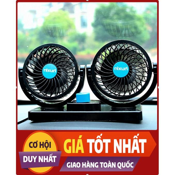 Quạt đôi oto xoay 360 độ- Nguồn 12V