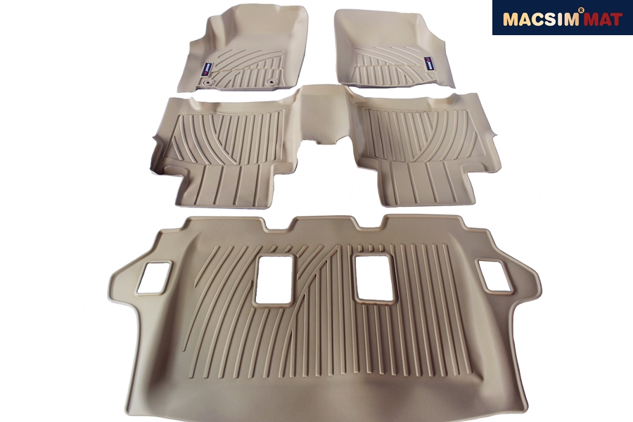 Thảm lót sàn xe ô tô Toyota Fortuner 2017-nay Nhãn hiệu Macsim chất liệu nhựa TPV cao cấp màu be
