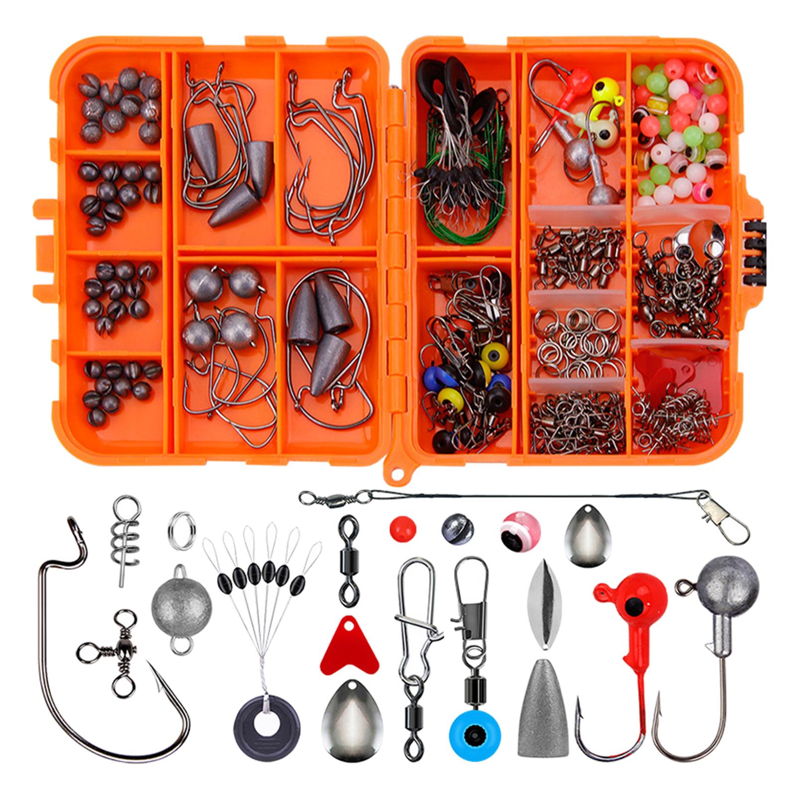 257X Fishing Accessories Kit Set with Tackle Box Jig Crank Hooks Bead