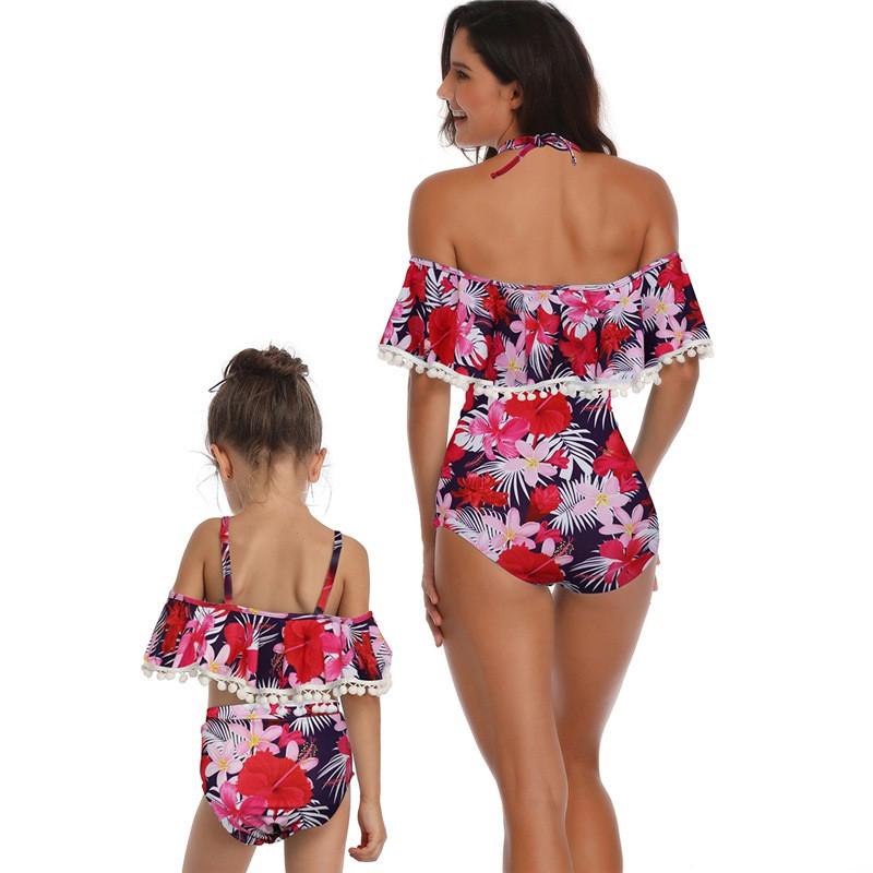 Bộ bơi bé gái 2 mảnh trễ vai