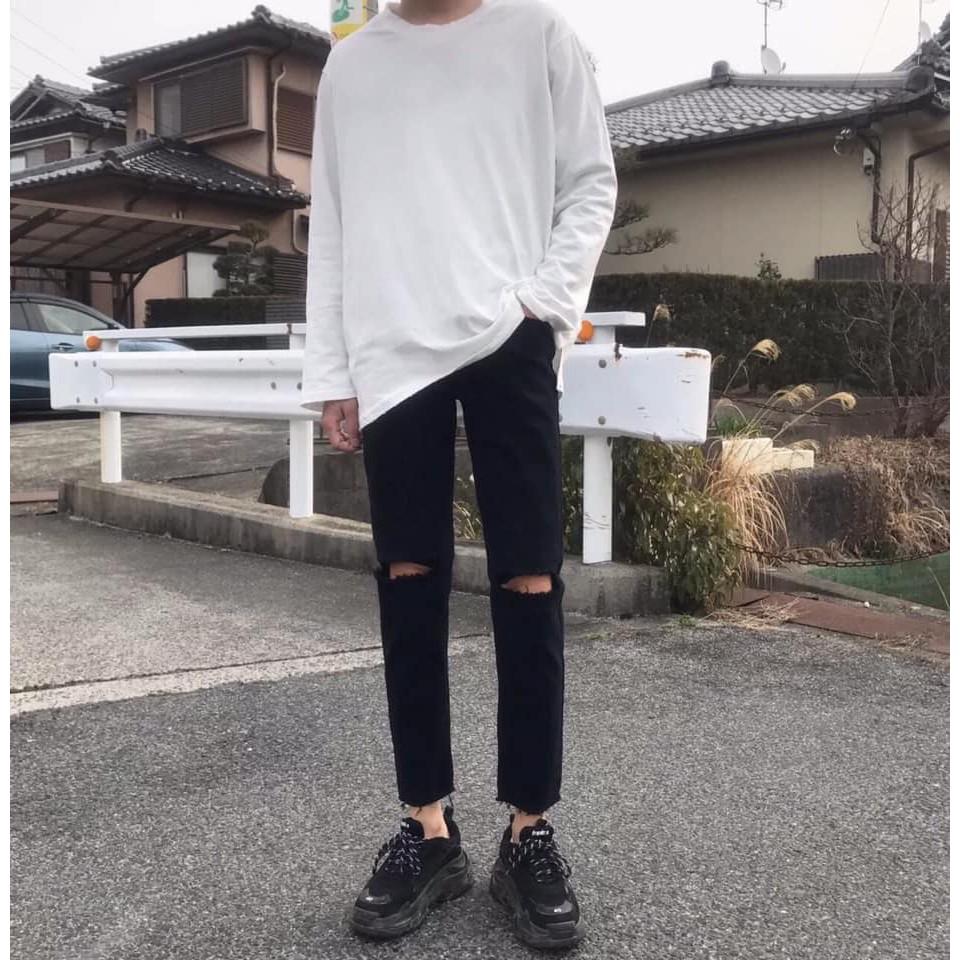 QUẦN JEAN ĐEN RÁCH GỐI