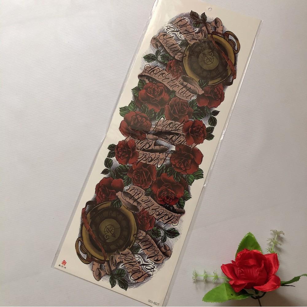 Hình xăm dán kín tay hoa hồng màu 17x48cm- mua 2 tấm tặng bắp tay xinh