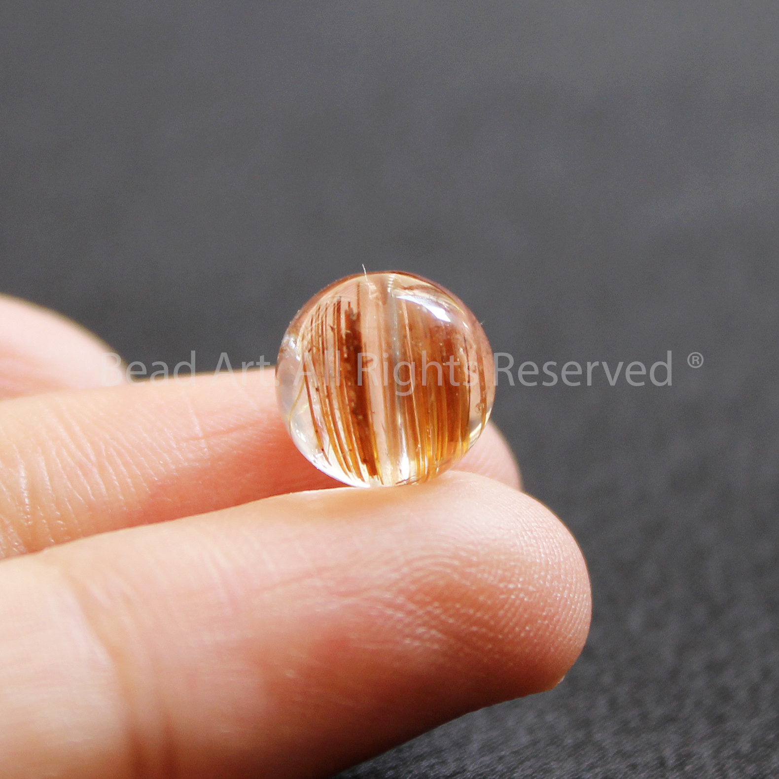 9MM Thạch Anh Tóc Nâu Tự Nhiên Dạng Tròn Loại A, Đá Phối Vòng Tay Phong Thuỷ, Đá Làm Trang Sức, Chuỗi Hạt, Mệnh Thổ, Kim - Bead Art