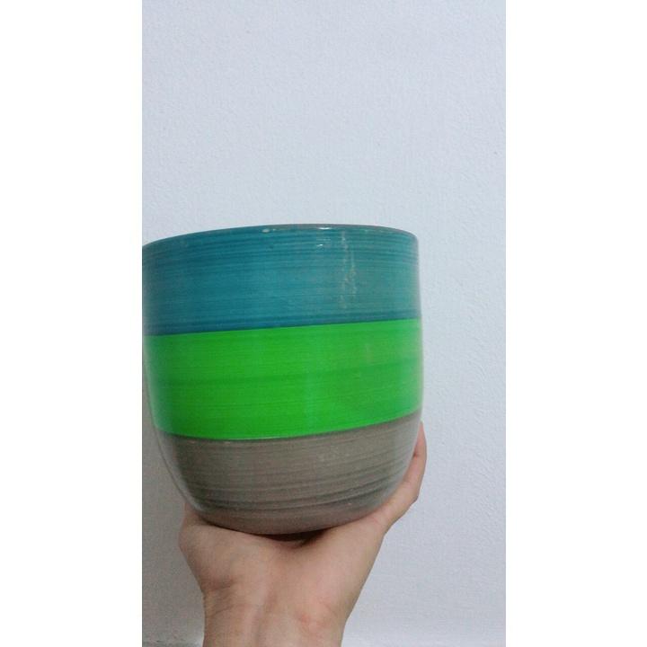 Chậu Sứ Trồng Cây cao 13cm đường kính 15cm