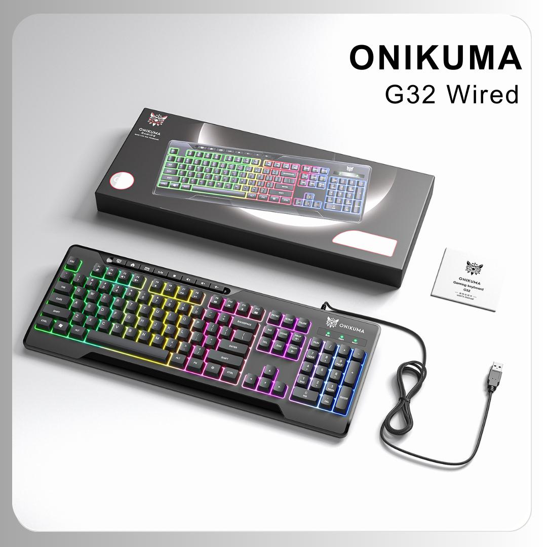 Combo Onikuma 13 (Tai Nghe K20 Black + Bàn Phím G32 Wired + Chuột CW917 2.4G Wired Black) - Hàng Chính Hãng