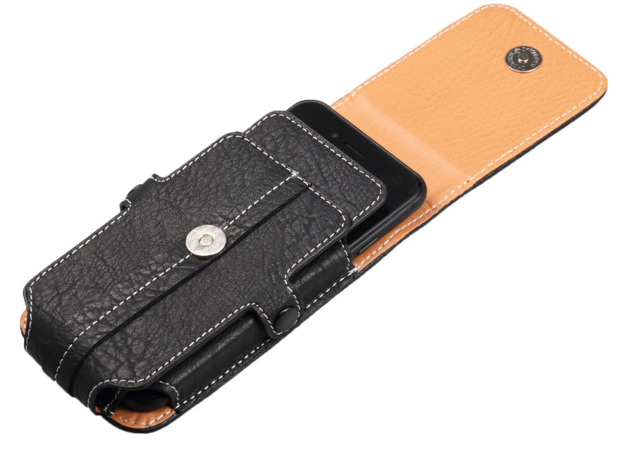 Bao Da Đeo Thắt Lưng Để 2 Điện Thoại Vintage Màu Đen