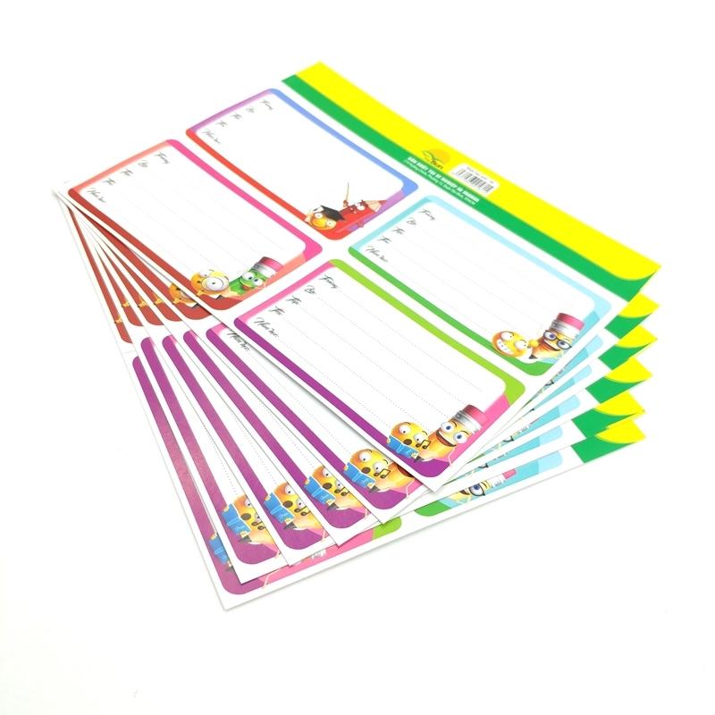Bộ 4 Nhãn Học Sinh The Sun 4 Ô (6 Tờ/Xấp) (Mẫu Màu Giao Ngẫu Nhiên)