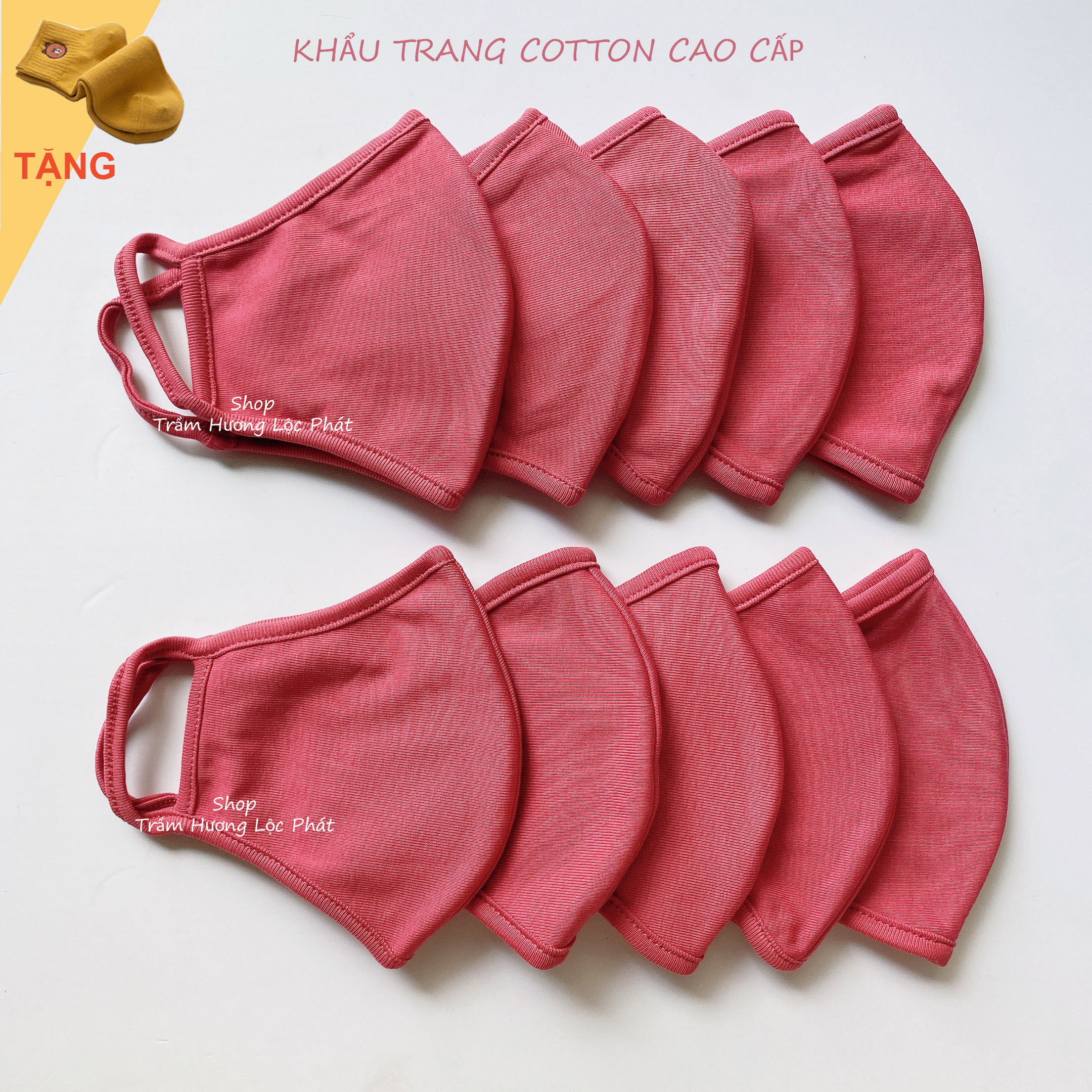 Khẩu Trang Vải Nam Nữ Khẩu Trang Màu Hồng Quyến Rũ Cotton Nhật Cao Cấp Chống Nắng Combo 10 Cái