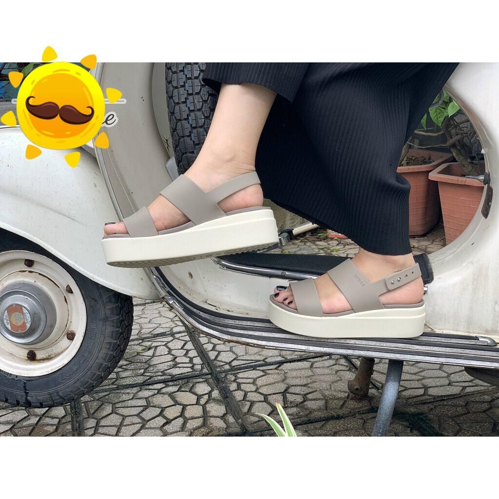 SANDAL NHỰA ĐI MƯA BOOKLYM LOW CAO 5CM ĐẾ XUỒNG MÀU BE