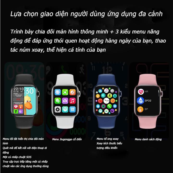 Đồng hồ thông minh HW12 màn hình cảm ứng vuông 1.57 inch - Kết nối NFC, Bluetooth - Chống thấm nước chuẩn. Ngôn ngữ VIệt