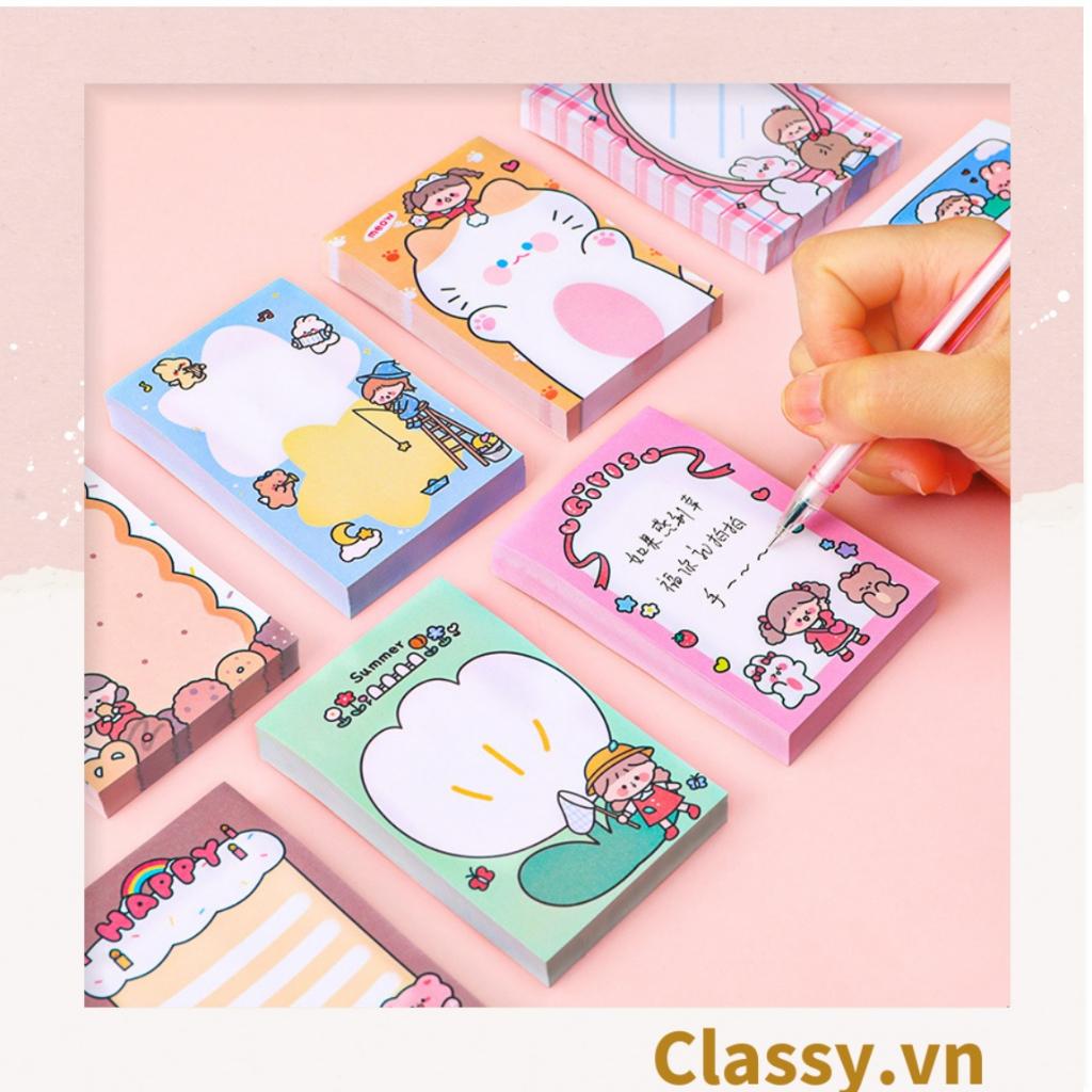 Giấy ghi chú Classy 80 trang, kích thước 6X9 cm, giấy note nhiều màu họa tiết cute hàn quốc PK1525