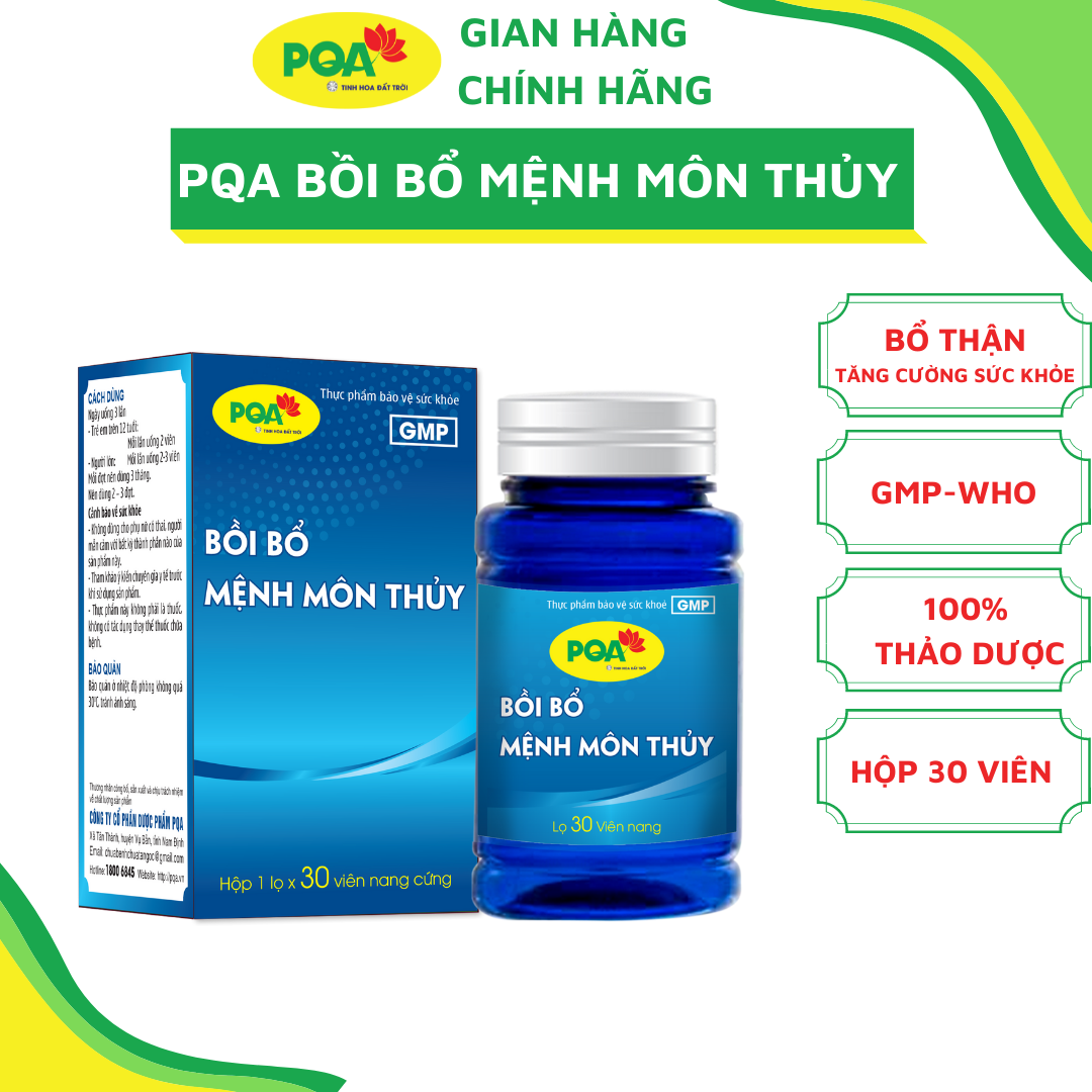 Viên Nang Mệnh Môn Thủy PQA Giúp Bồi Bổ Thận Âm, Tăng Cường Sức Khỏe Hộp 30 Viên