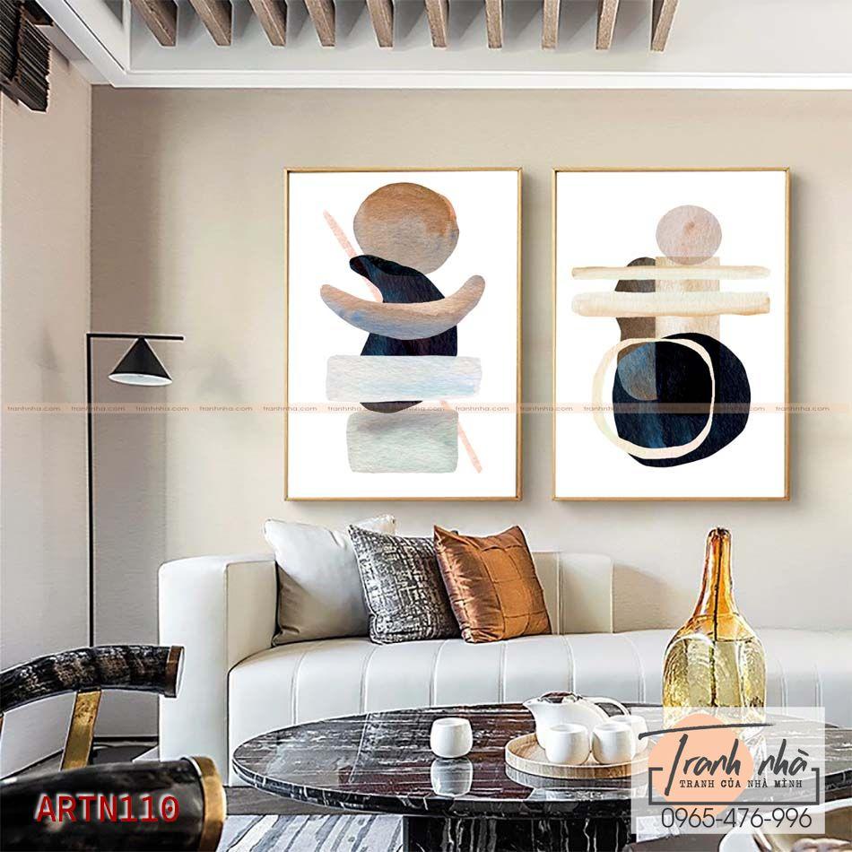 Bộ 2 tranh canvas Trừu tượng (Abstract) - Mảng màu - ARTN110