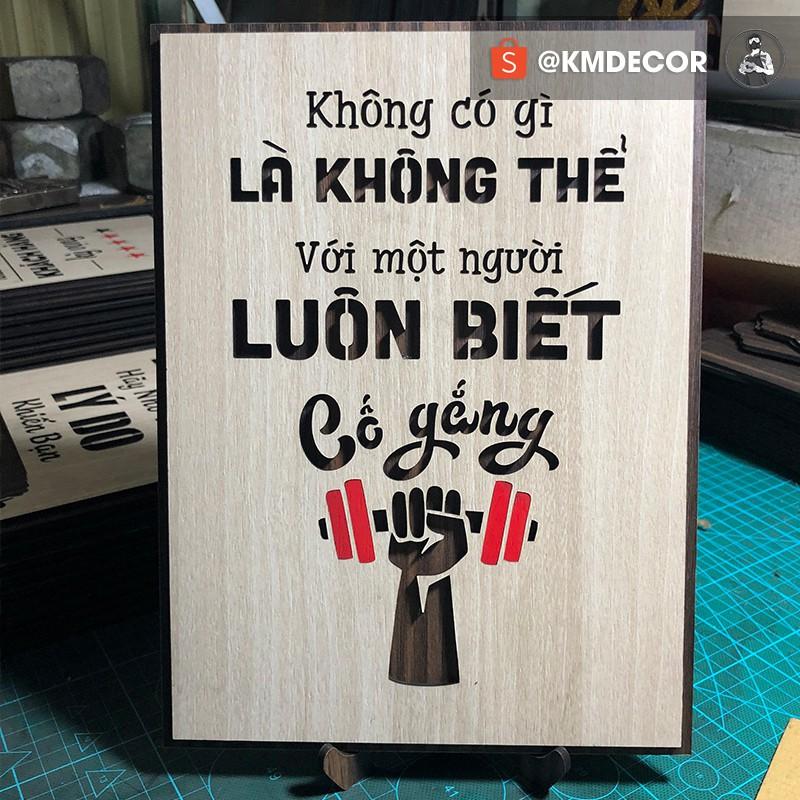 Tranh tạo động lực - mẫu câu "không có gì là không thể với một người luôn biết cố gắng"