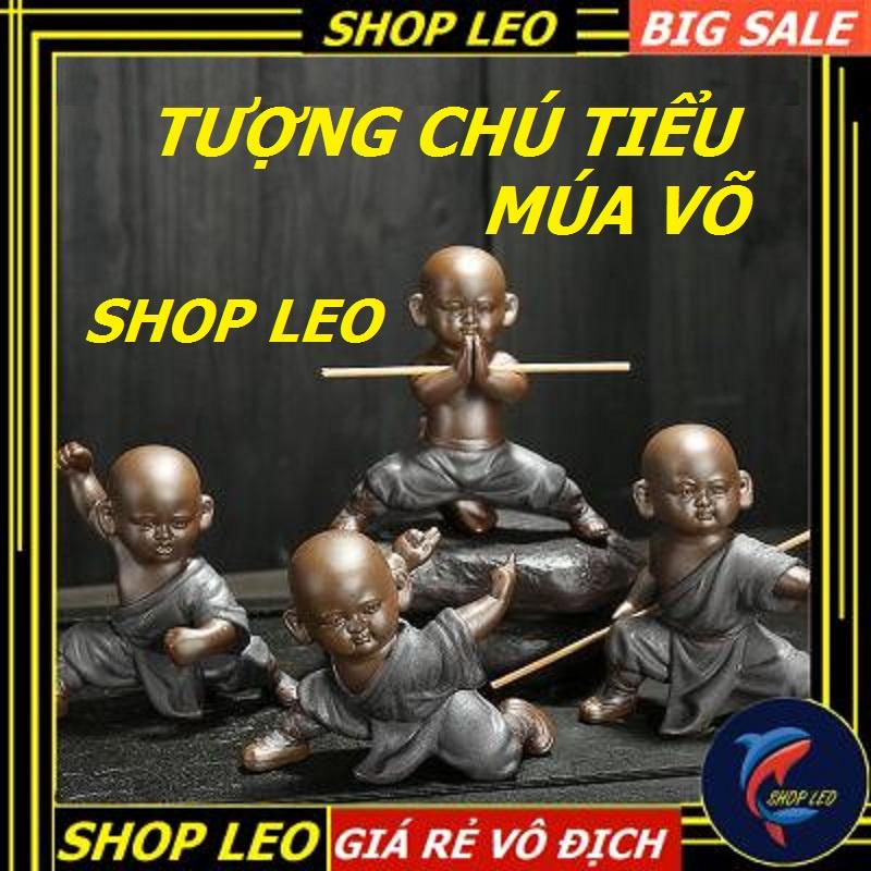 Tượng chú tiểu múa võ - gốm tử sa- phụ kiện trang trí - shopleo