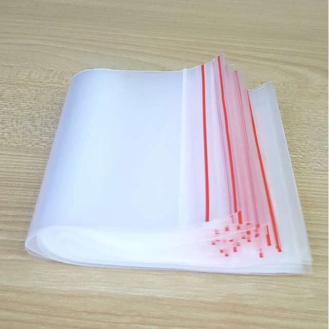 1KG Túi zip chỉ đỏ (zip PE, zip lock, zip viền đỏ) loại dày