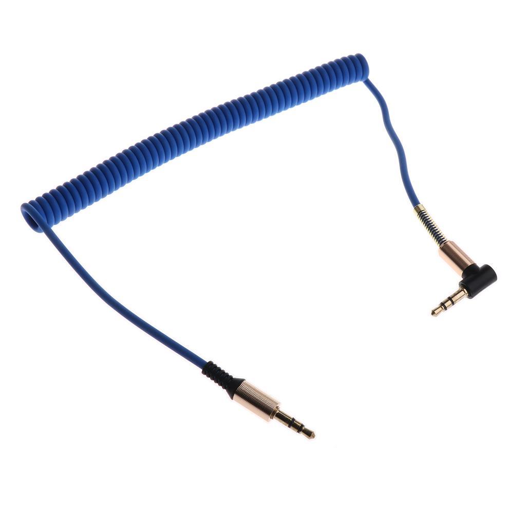 Auxiliary Audio Male to Male Cable 90 Degree Right Angle Line Black+Blue