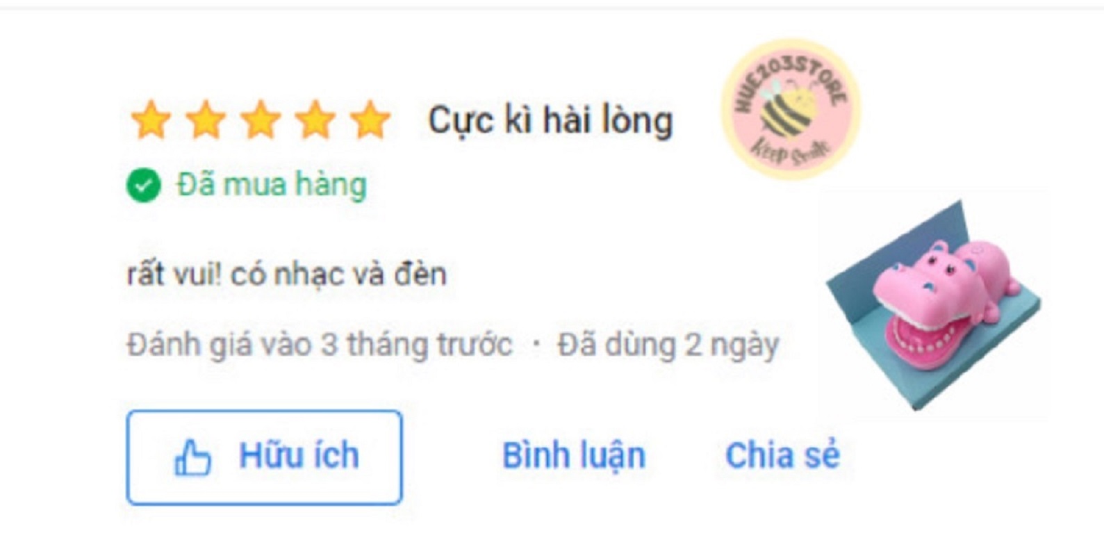 Trò chơi giải trí khám răng hà mã - hà mã cắn tay sử dụng pin có đèn và âm thanh vui nhộn [HUE203STORE]