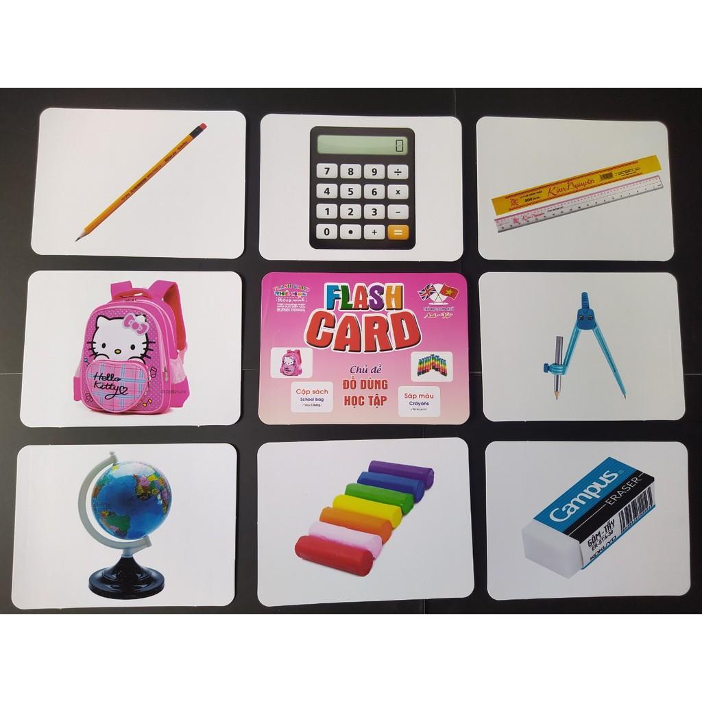 Bộ Thẻ Học Thông Minh cho bé 18 Chủ Đề thẻ học Glenn Doman loại to song ngữ Flashcard tiếng Anh (Hibaby+)
