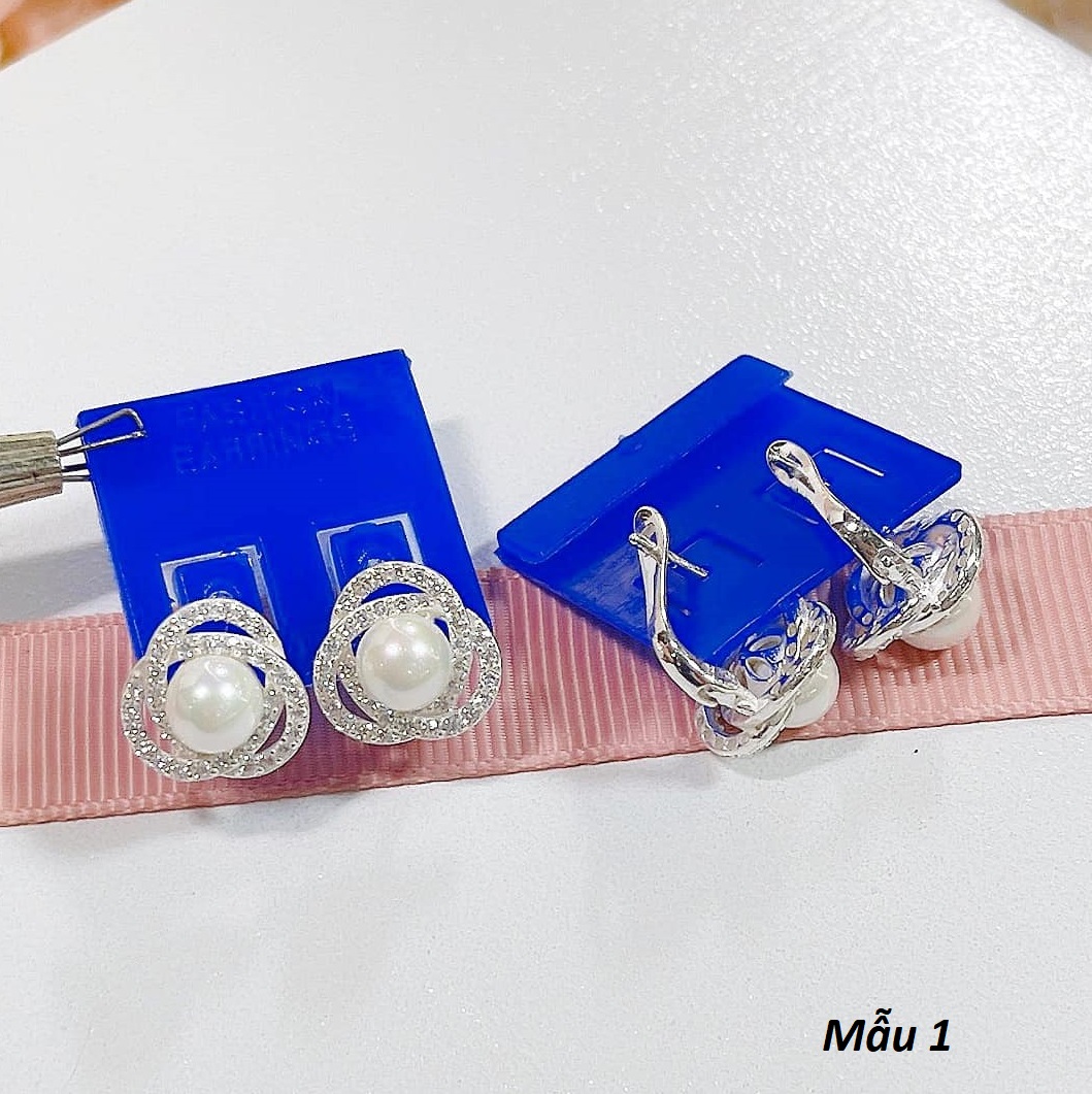 Bông tai bạc gắn trai khoá bập chất liệu bằng bạc MS073b