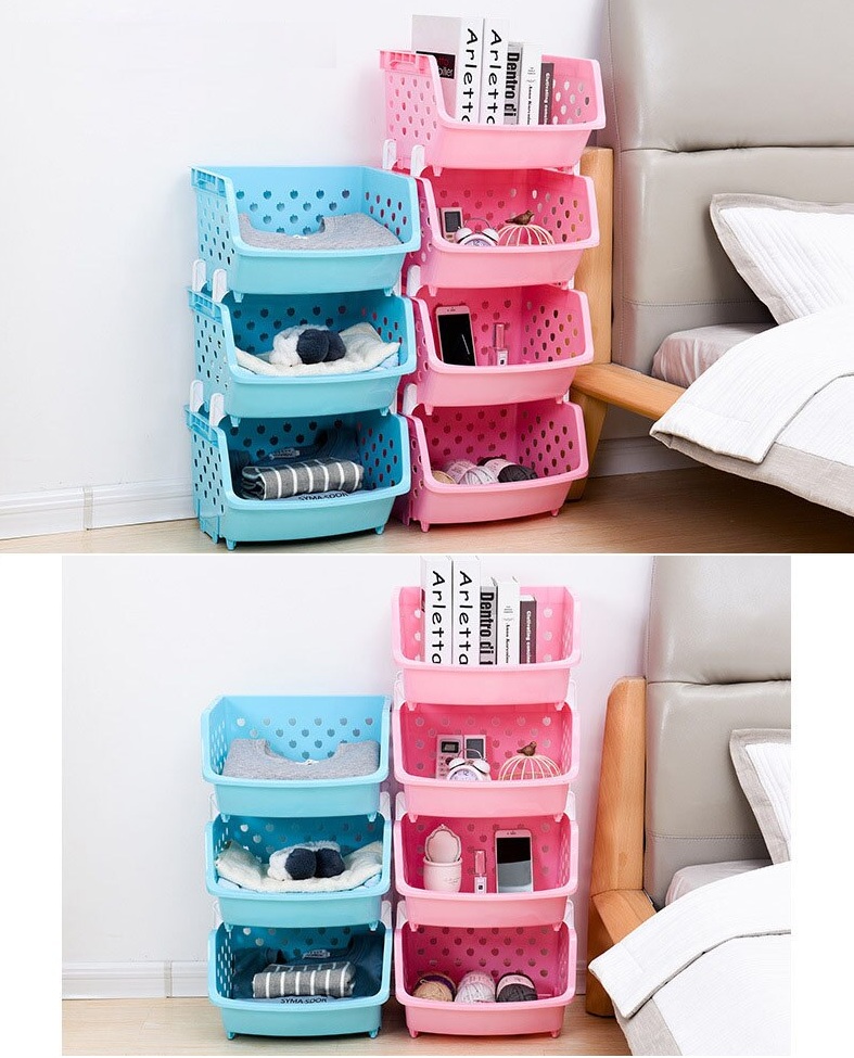 Bộ kệ nhựa 4 tầng đựng đồ nhà tắm, nhà bếp tiện dụng tháo lắp linh hoạt, không bánh xe và nắp