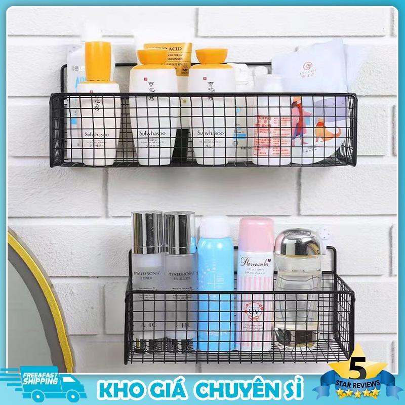 Kệ Đựng Đồ Nhà Tắm Dán Tường Hình Chữ Nhật , Kệ Thép Sơn Tĩnh Điện Cao Cấp Không Rỉ Siêu Chắc