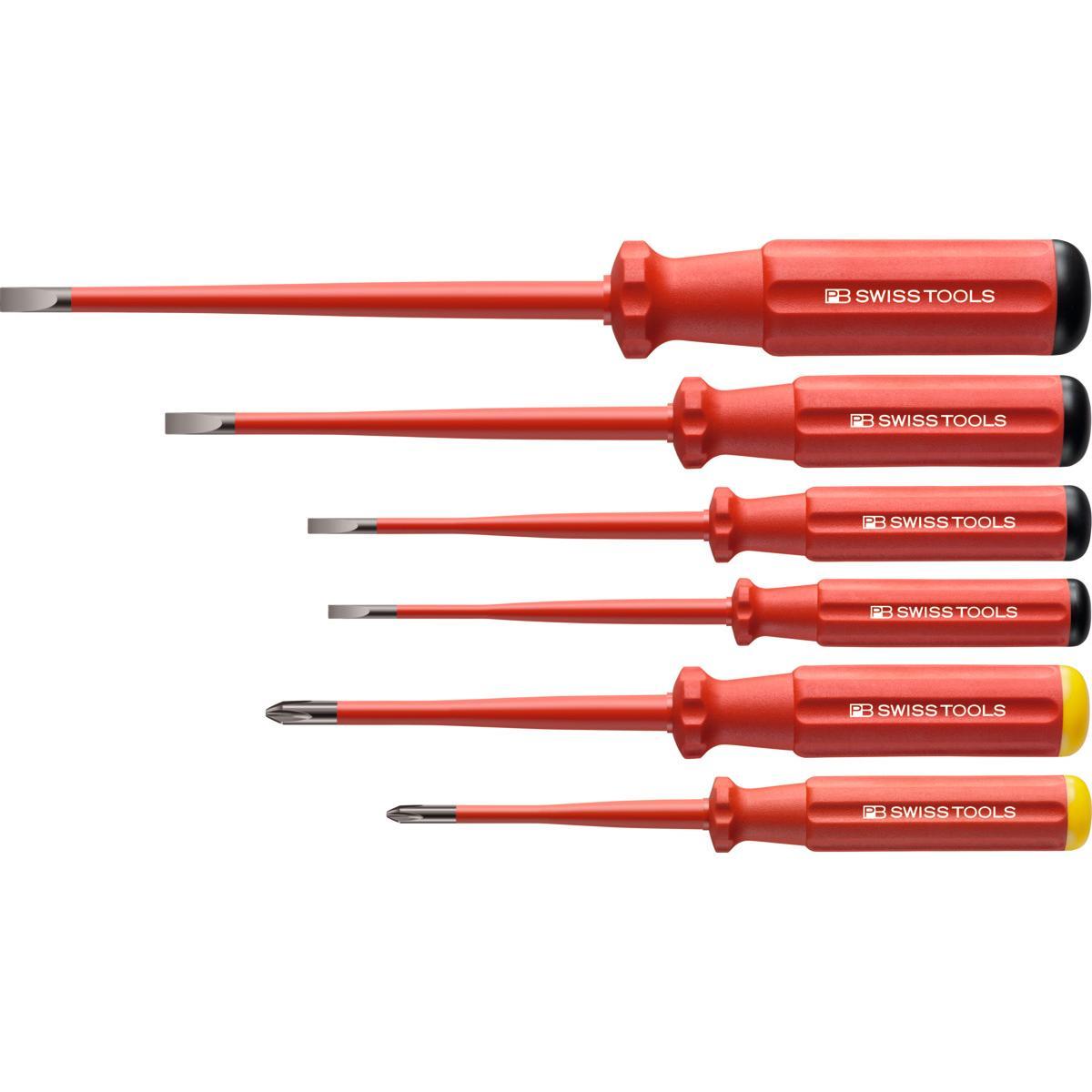 Bộ Tua Vít Cách Điện Dáng Slim 667072 4/2 4 Đầu Dẹp Và 2 Đầu Ph Pb Swiss Tools - Hàng Chính Hãng 100% từ Đức