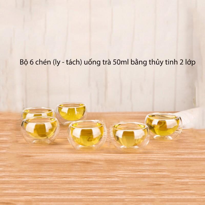 Chén thủy tinh 2 lớp dùng thưởng trà, uống cafe