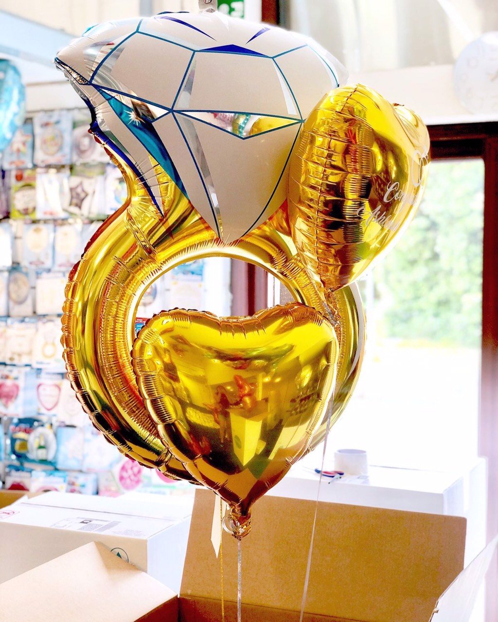 Bong bóng hình nhẫn Happy Anniversary- Ring shape balloon hpni49