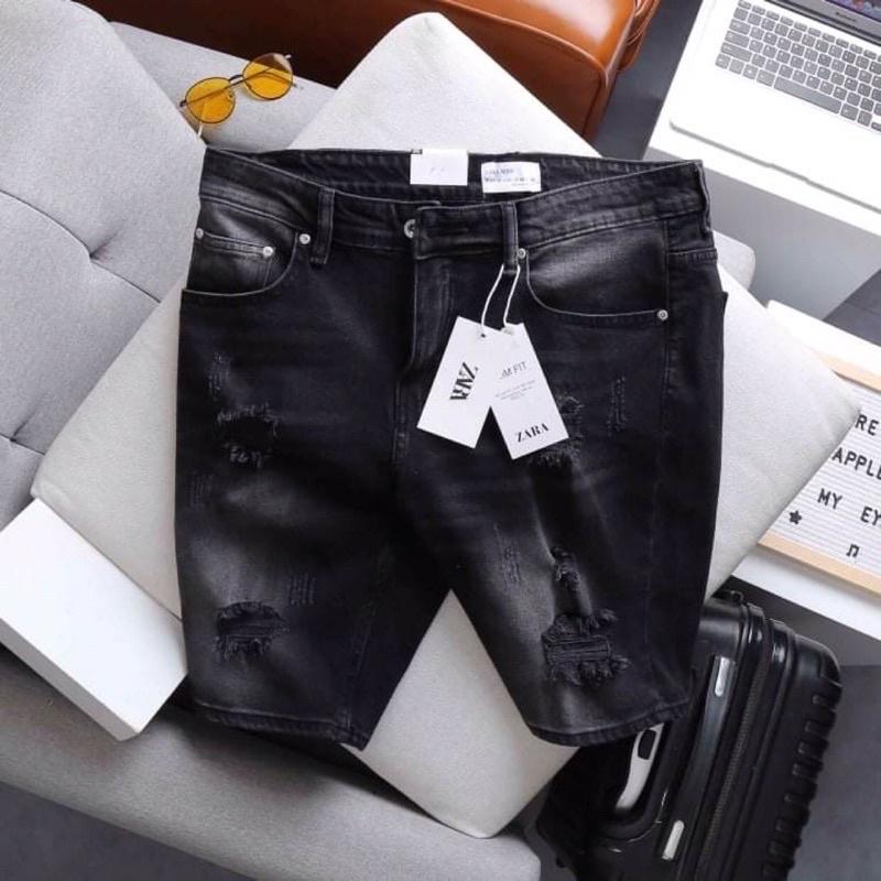 SHORT JEAN ĐEN BẠC RÁCH BIG SIZE NAM TỚI 130KG