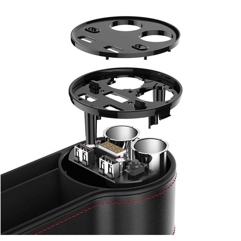 Hộp đựng đồ tích hợp bộ chuyển đổi nguồn 12V có 2 cổng USB cho ô tô BOX CAR - HanruiOffical