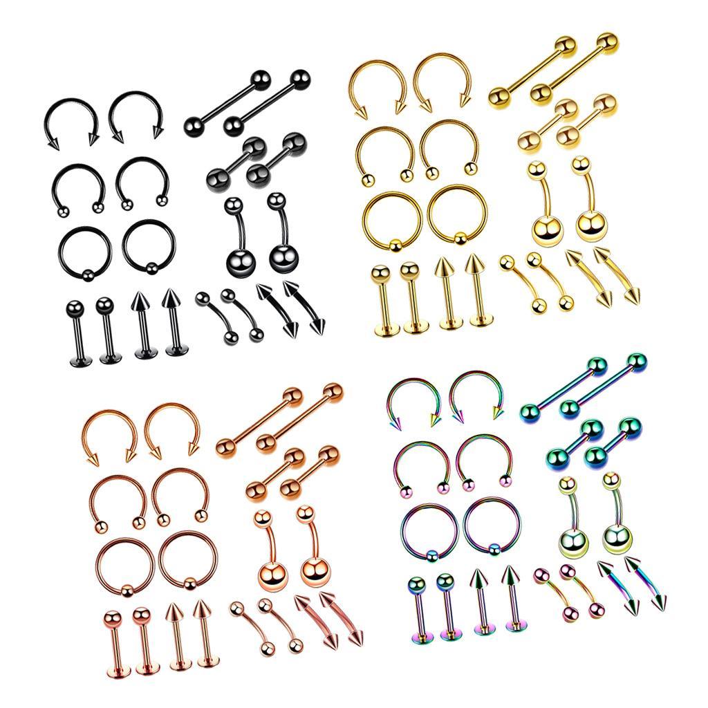 20Pcs Nose Lip Eyebrow Navel Belly Piercings 6mm
