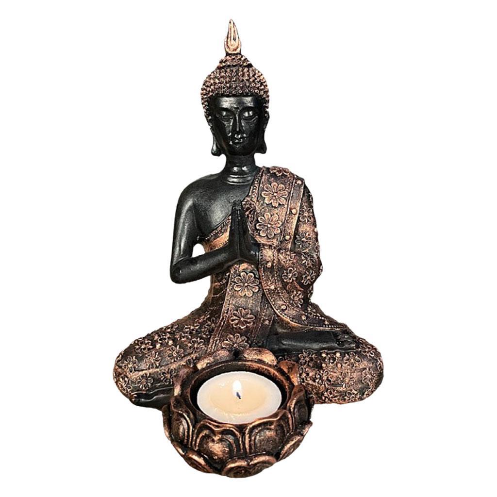 Meditating Buddha Statue Figurine Tealight Holder for Home Bedroom Decors