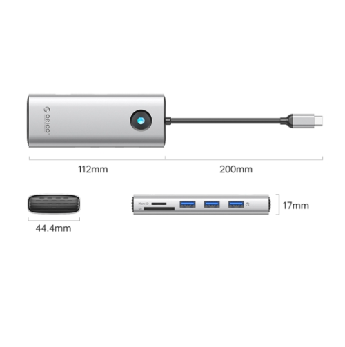 Hub đa năng 8 trong 1 cổng TypeC ORICO-PW11-8P-SV-EP - Hàng chính hãng