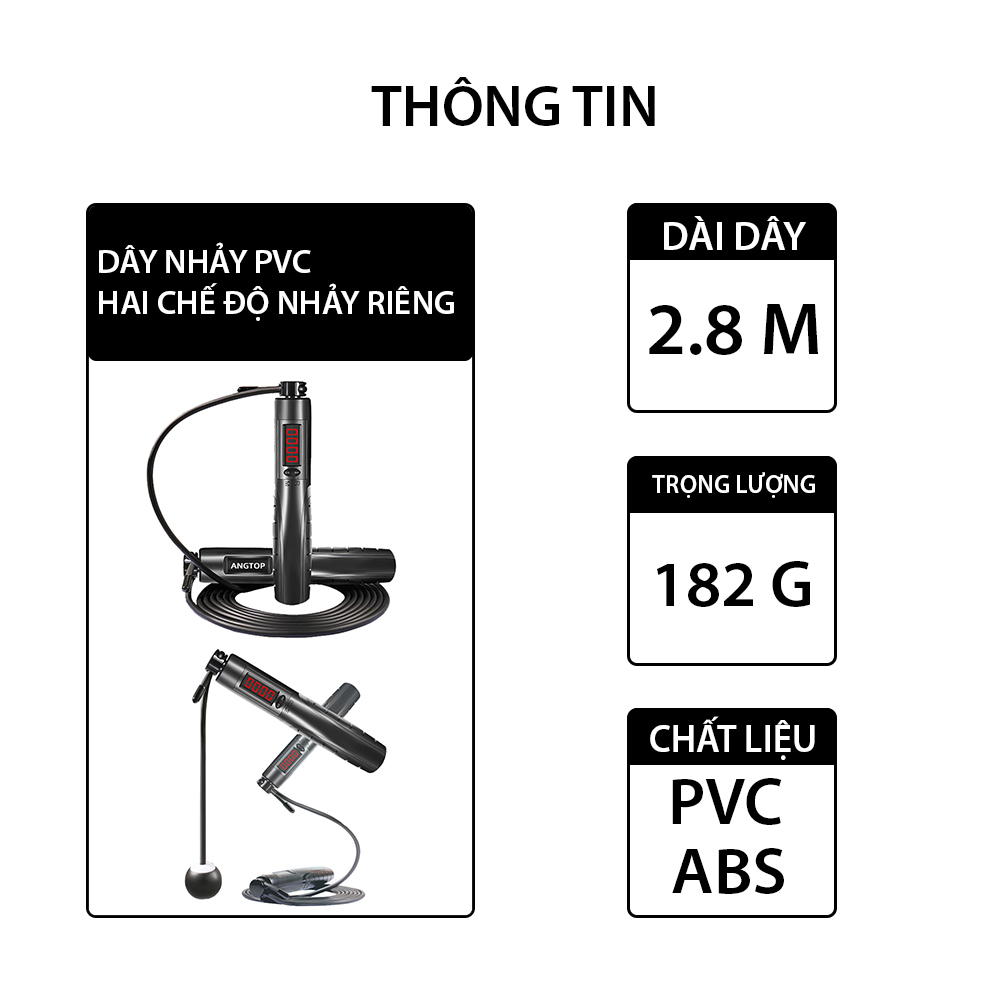 Dây Nhảy thể dục đa năng ,thông minh đếm số vòng , đếm giờ , Chất liệu dây PVC lõi thép  cao cấp - Tặng kèm bộ dây nhảy trong nhà tiện lợi Cleacco  - Hàng chính hãng