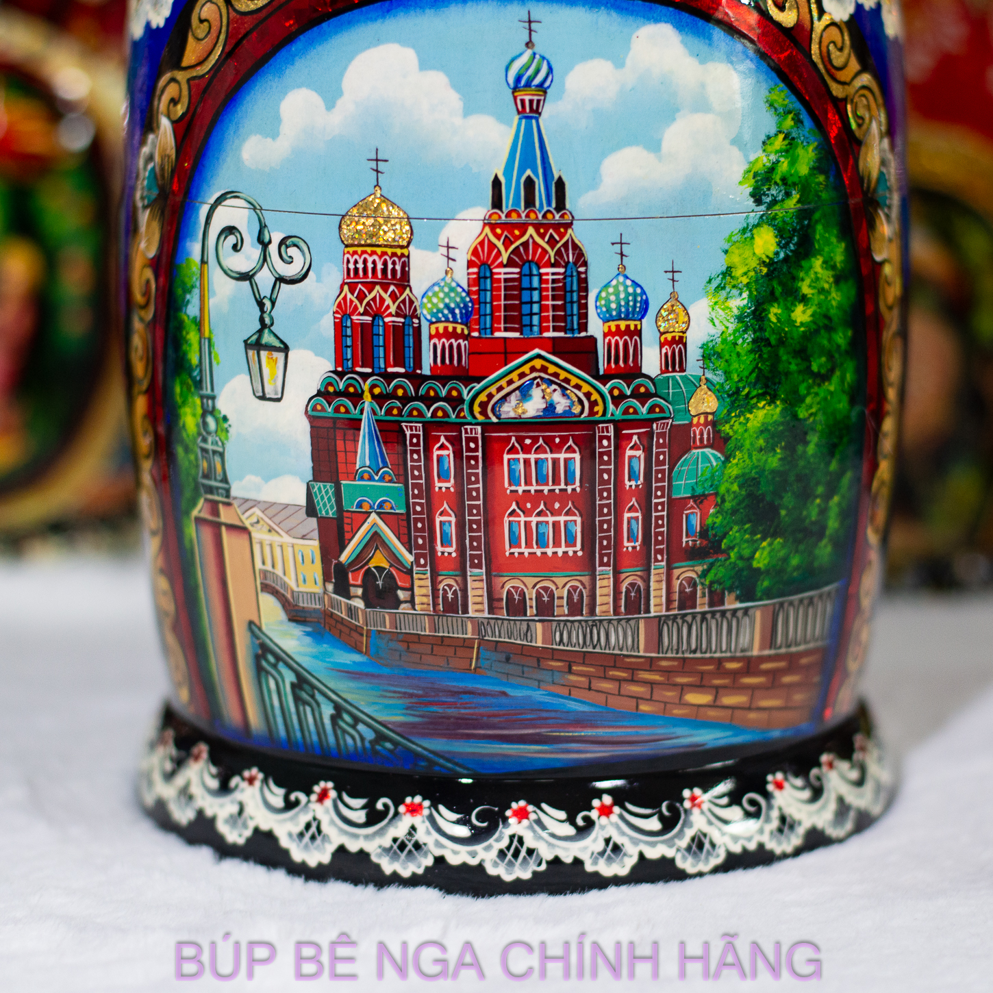 BỘ BÚP BÊ NGA CAO CẤP 10 LỚP 26CM HOA VĂN "PHONG CẢNH SAINT PETERSBURG" CỰC ĐẸP VÀ SANG TRỌNG, ĐỘC ĐÁO