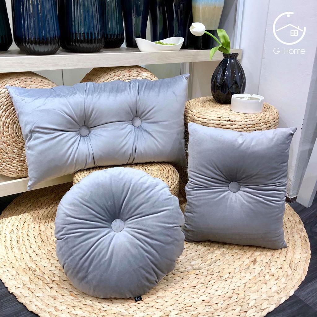 Đệm gối tựa lưng trang trí DT13 chống xẹp kiểu dáng tròn trẻ trung chất liệu nhung cao cấp bền đẹp