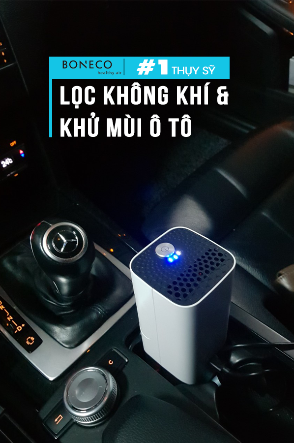 Máy Lọc Không Khí Ô Tô Thụy Sỹ Boneco P50 Khuếch Tán Tinh Dầu Thơm, Tạo Ion Âm Lọc Bụi, Khử Mùi Oto Cũ Mới, Dùng Cho Xe Hơi/Xe Đẩy Em Bé/Bàn Làm Việc - Hàng Chính Hãng