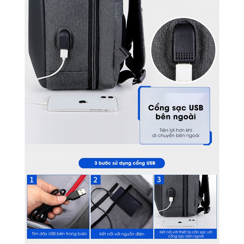 Balo chống trộm cao cấp GUBAG chống thấm nước, có cổng sạc USB, thiết kế mới hiện đai, sang trọng, khóa số nâng cấp, bảo mật tốt hơn