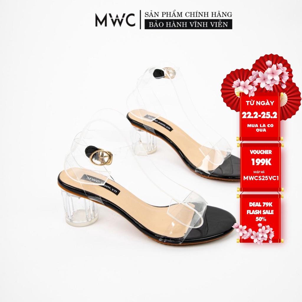 GIÀY SANDAL CAO GÓT NỮ MWC -SANDAL CAO GÓT MŨI TRÒN QUAI TRONG - SANDAL CAO GÓT THỦY TINH 5CM SIÊU XINH - NUCG - 3740