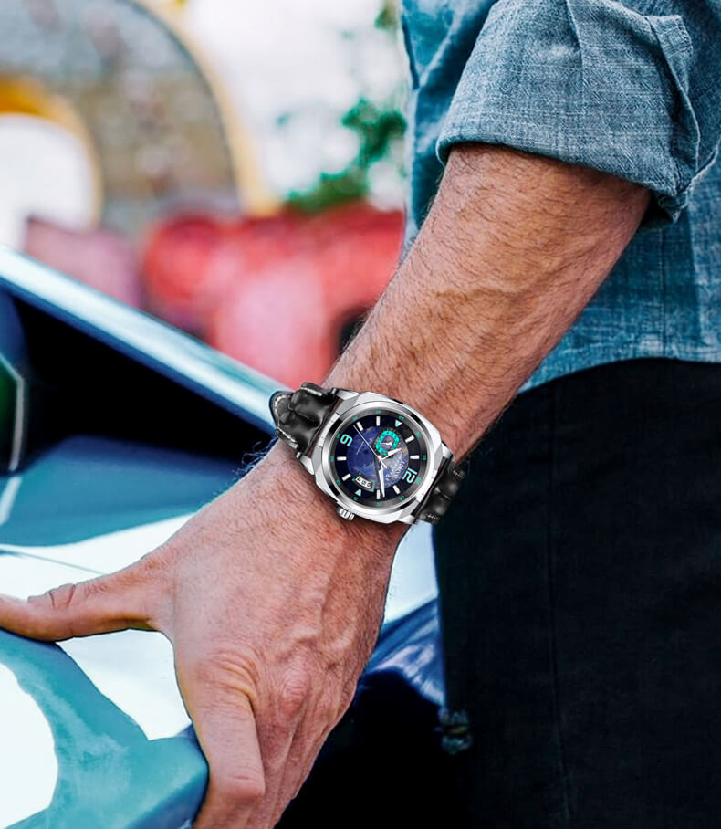 Đồng hồ nam chính hãng LOBINNI L16070-2 hàng mới 100% ,kính sapphire chống nước,chống xước,dây da xịn ,kiểu dáng thể thao ,size mặt to