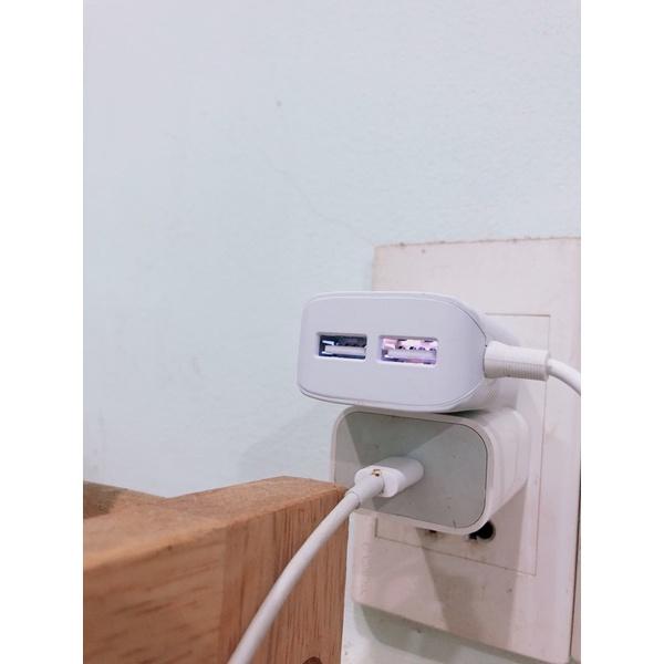 Sạc liền dây Ham 1.2A, 2 CỔNG USB, Có đèn Led, Hàng Chính Hãng
