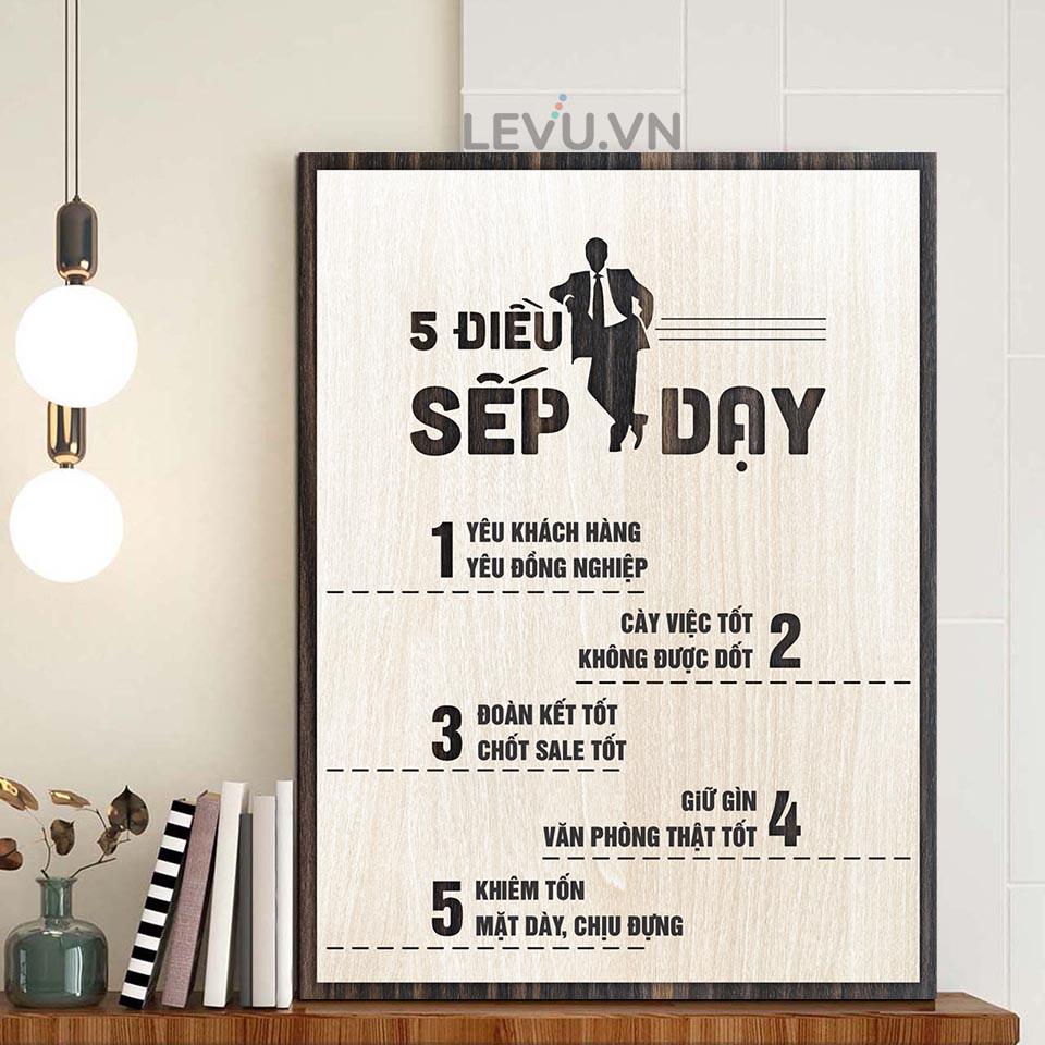 Tranh Phòng Làm Việc vui nhộn thú vị LEVU LV096 "5 điều Sếp dạy"