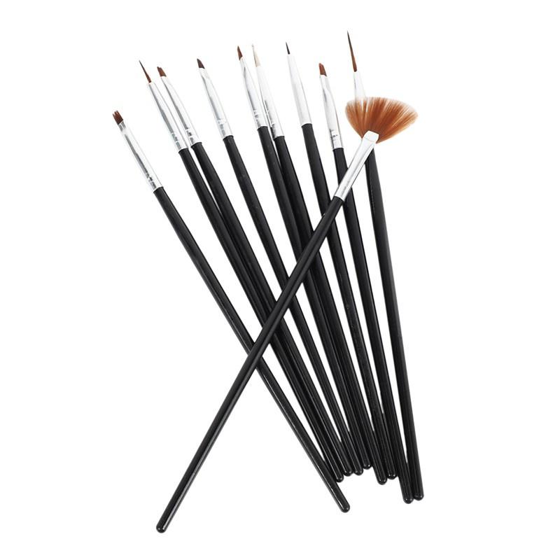 7x Acrylic UV Gel  Brush Set Gel Brush Brush  Art Design Pen black