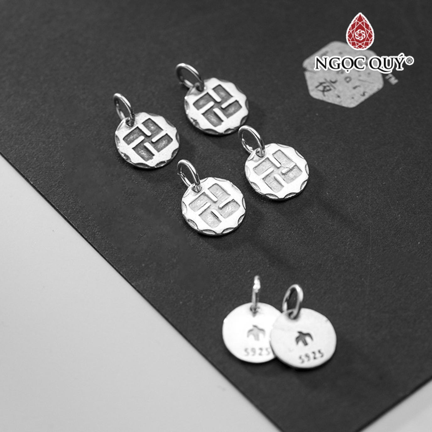 Charm bạc hình chữ vạn treo - Ngọc Quý Gemstones
