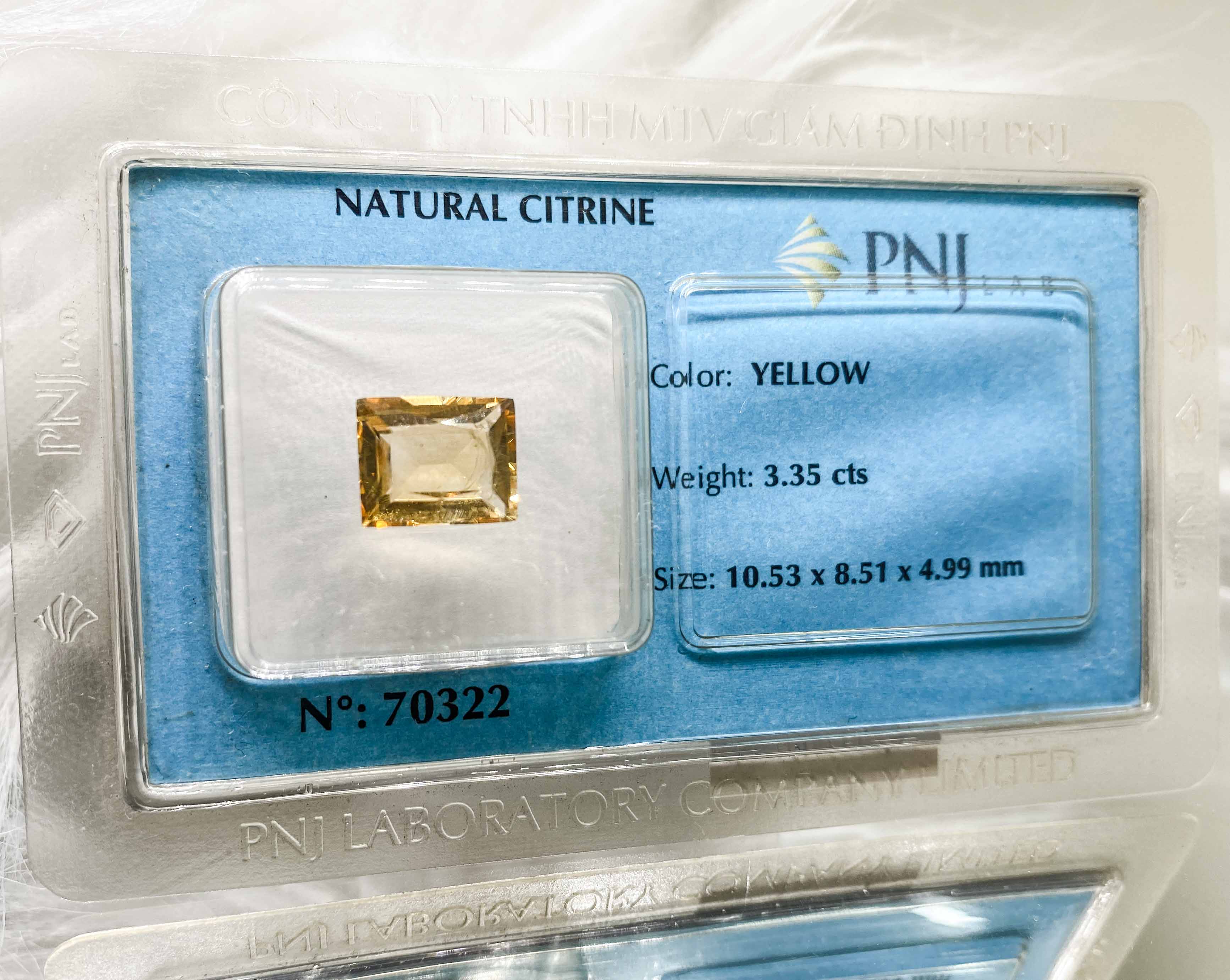 Viên citrine thạch anh vàng chữ nhật  3.35ct 70322