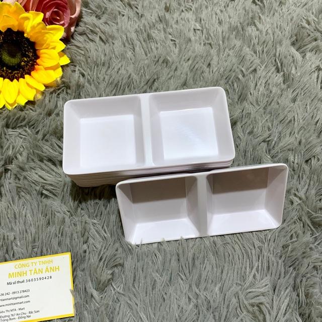Dĩa chấm 2 ngăn màu trắng C103 10cái