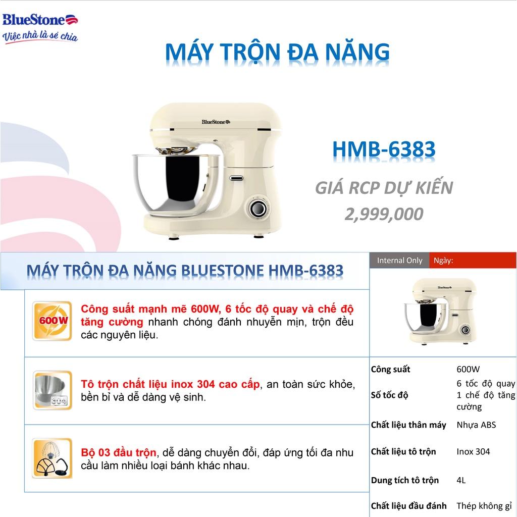 Máy Trộn Bột, Đánh Trứng Đa Năng Bluestone HMB-6383, Công Suất 600W -4.0Lit, Hàng Chính Hãng