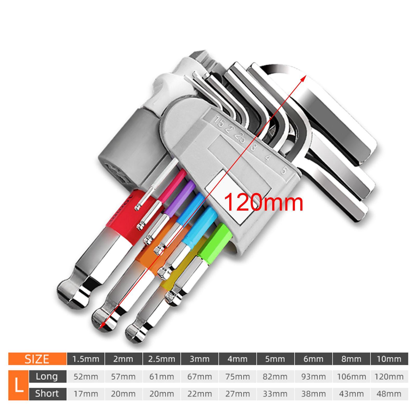 9Pcs Allen Wrench Set Hand Tools Hex Wrench Screwdriver Metric Hexagon Spanner for Car Maintenance